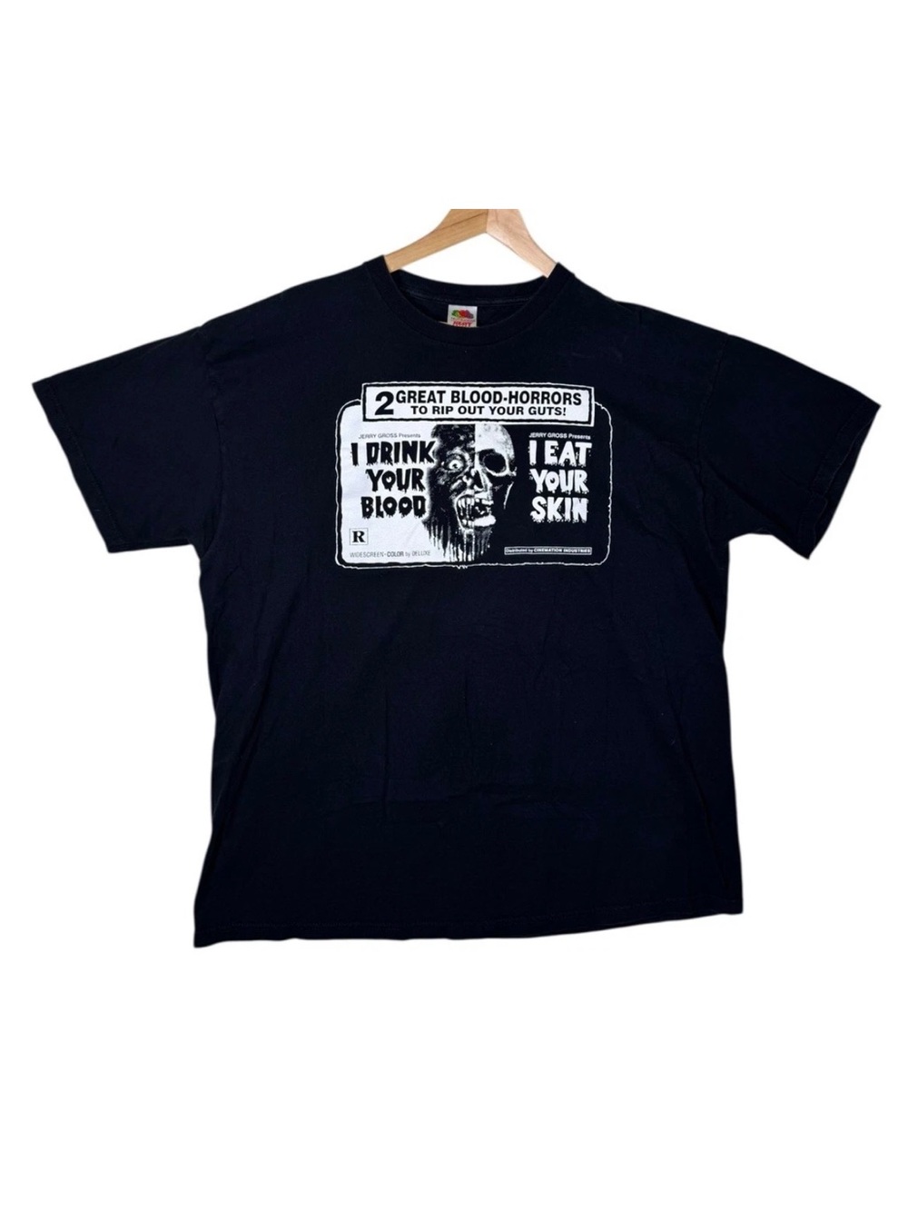 VTG Jerry Gross Horror I Drink Your Blood I Eat Your Skin Shirt Black Adult 2XL
